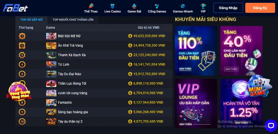 Ưu đãi và tiền thưởng độc quyền cho VIP